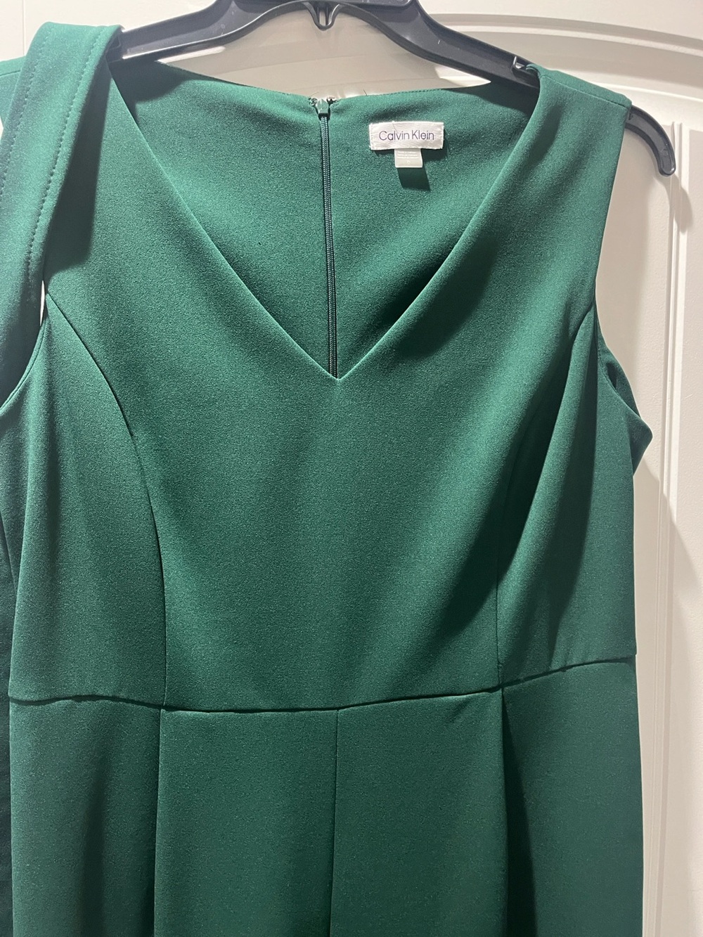 Calvin Klein Forest Green Sleeveless V-Neck Jumpsuit with Waist Tie